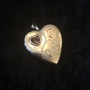 vintage gold and amethyst heart locket